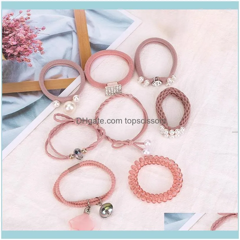 Pieces/12 Pieces Set Pearl Hair Tie Elastic Band Made Of Rubber Bands Bows 2021 Korean Accessories Girls1