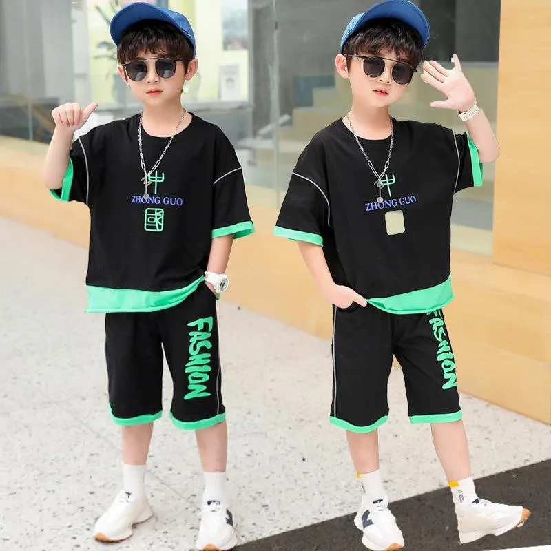 Ensemble t-shirt et pantalon de sport hip hop pour enfants, survêtement  pour enfants, vêtements pour garçons, décontracté, printemps, été,  adolescent, 4 ans, 6 ans, 8 ans, 9 ans, 10 ans, 12 ans, 2024, 2 pièces -  AliExpress