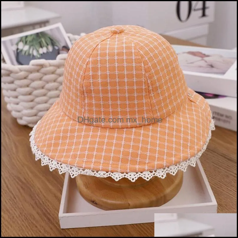 Cute Summer Baby Girl Bucket Hat Outdoor Lace Lattice Sunscreen Children Infant Toddler Panama Beach Cap 1-3Y Caps & Hats