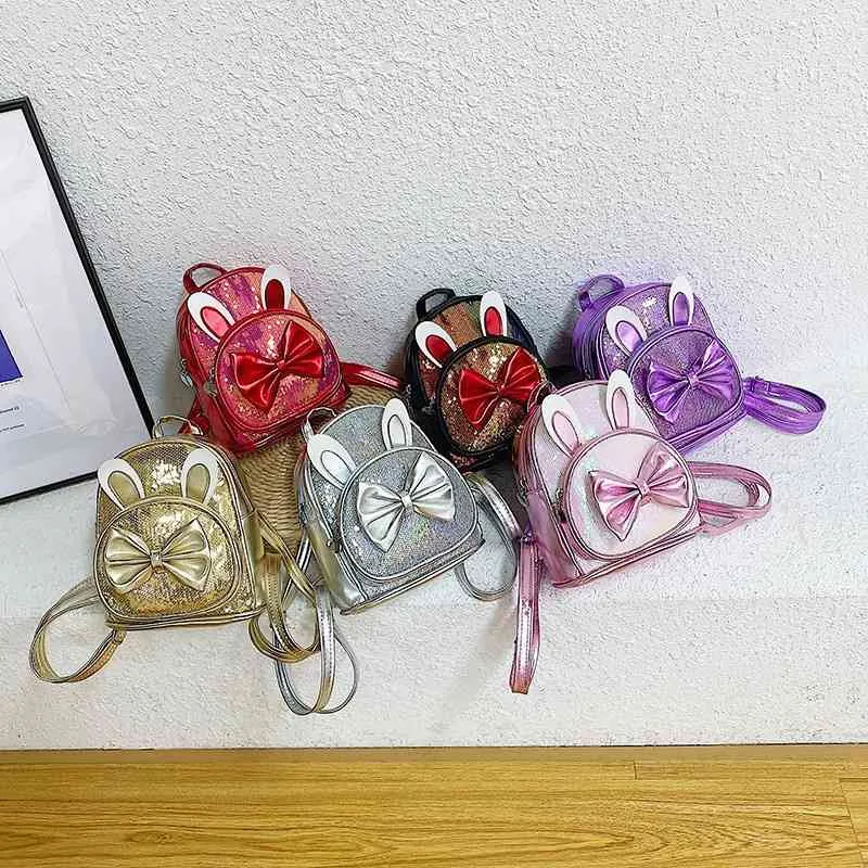 Mochilas escolares para niños, bolso escolar con lazo bonito a la moda con lentejuelas de princesa para guardería, minibolsos