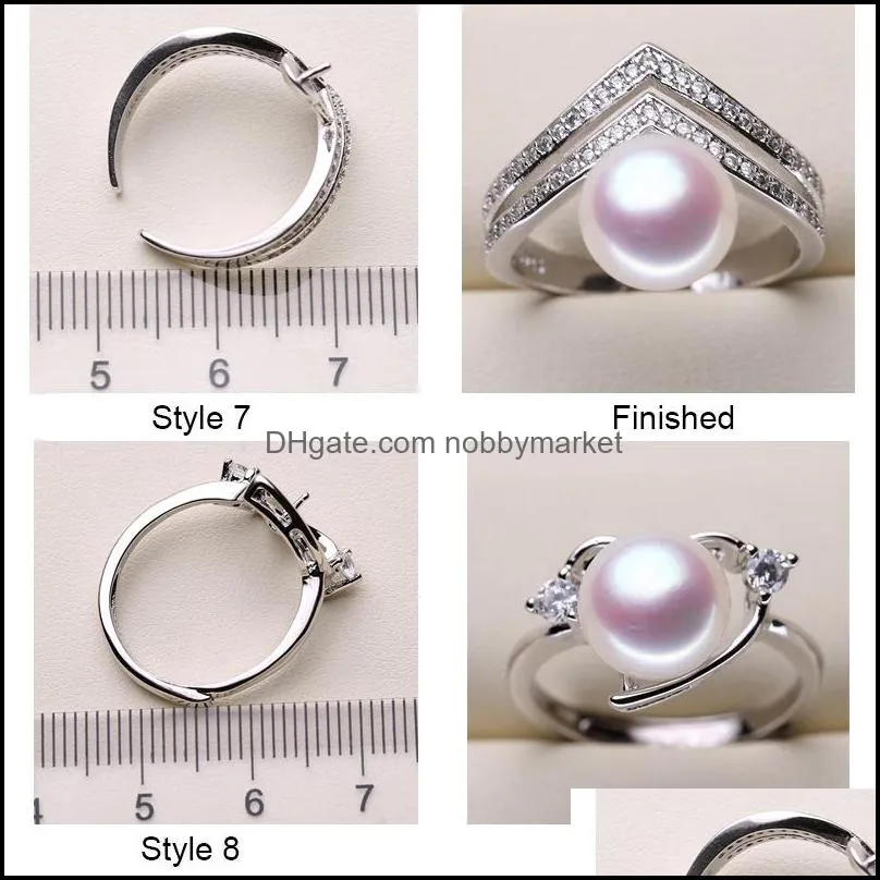 New Design 925 Sliver Rings Settings DIY Pearl Ring for Women DIY Rings Adjustable Size Jewelry Settings Christmas Statement Fashion