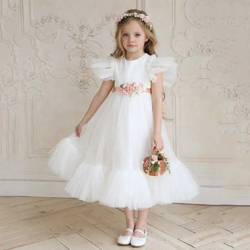 YourSeason 2021 Primavera Estate Nuovo Arrivo Delle Ragazze Dei Capretti Carino Vestito Da Principessa Bianco Dei Bambini Della Ragazza Del Partito di Modo Elegante Maglia Abiti Q0716