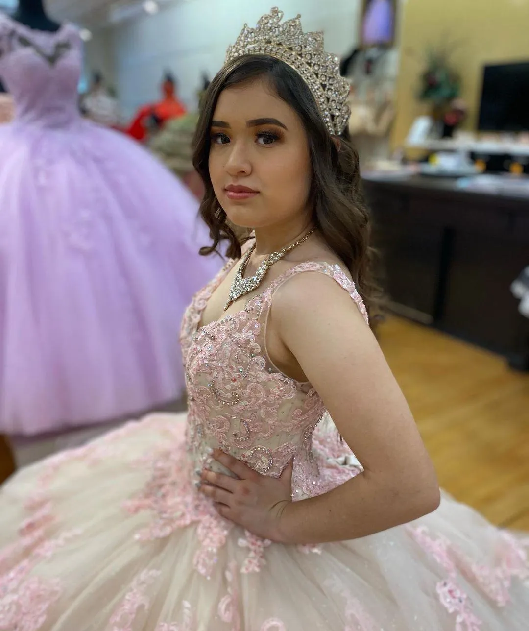 2023 blush rosa champanhe querida quinceanera vestidos de baile vestido de baile princesa saia em camadas tule festa doce 16 vestidos 2366