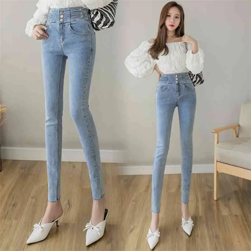 Vêtements pour femmes Pantalons crayon extensibles et à pieds fins Jeans Femme Pantalon taille haute pour femme Jean femmes 210520