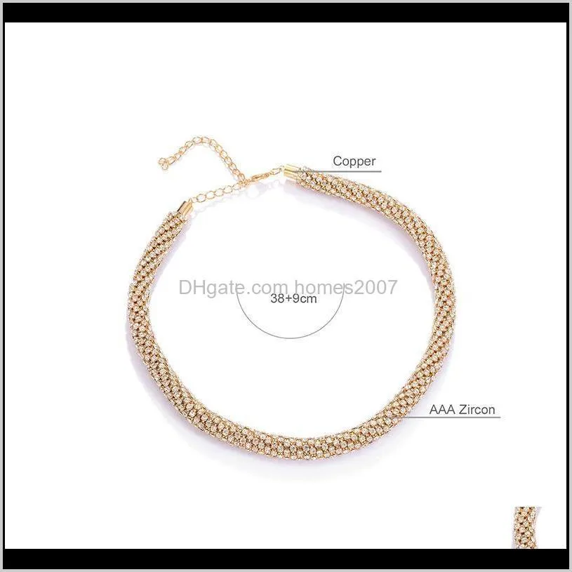 zircon statement necklace for women gold silver black color copper necklaces choker fashion wedding jewelry bijoux femme 2021 chokers