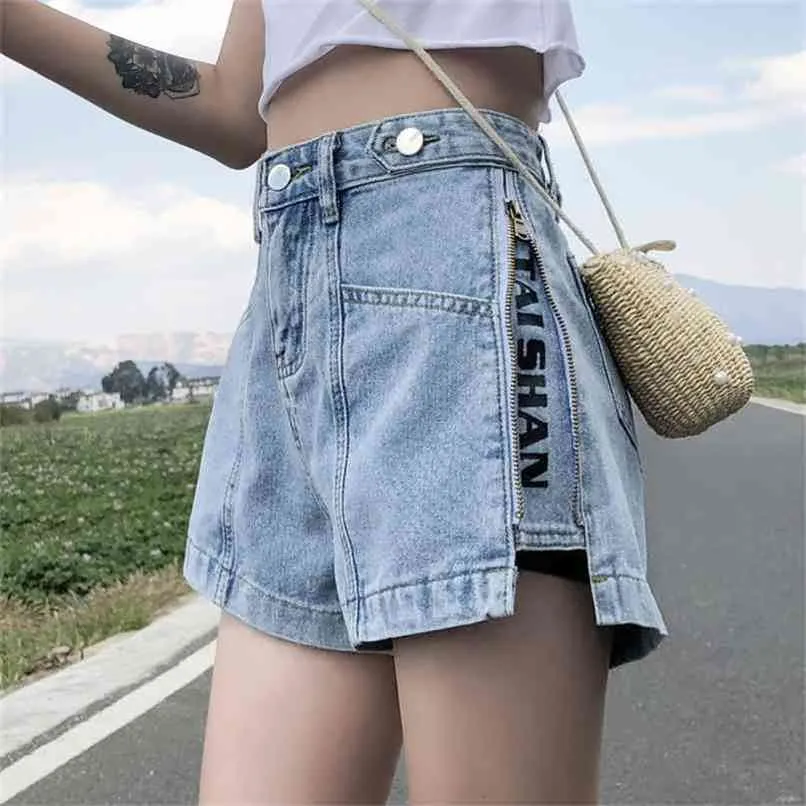 Широкая нога сексуальная высокая талия лето плюс размер корейский женский джин джинсовые шорты женские винтажные короткие штаны случайные моды свободные 210714