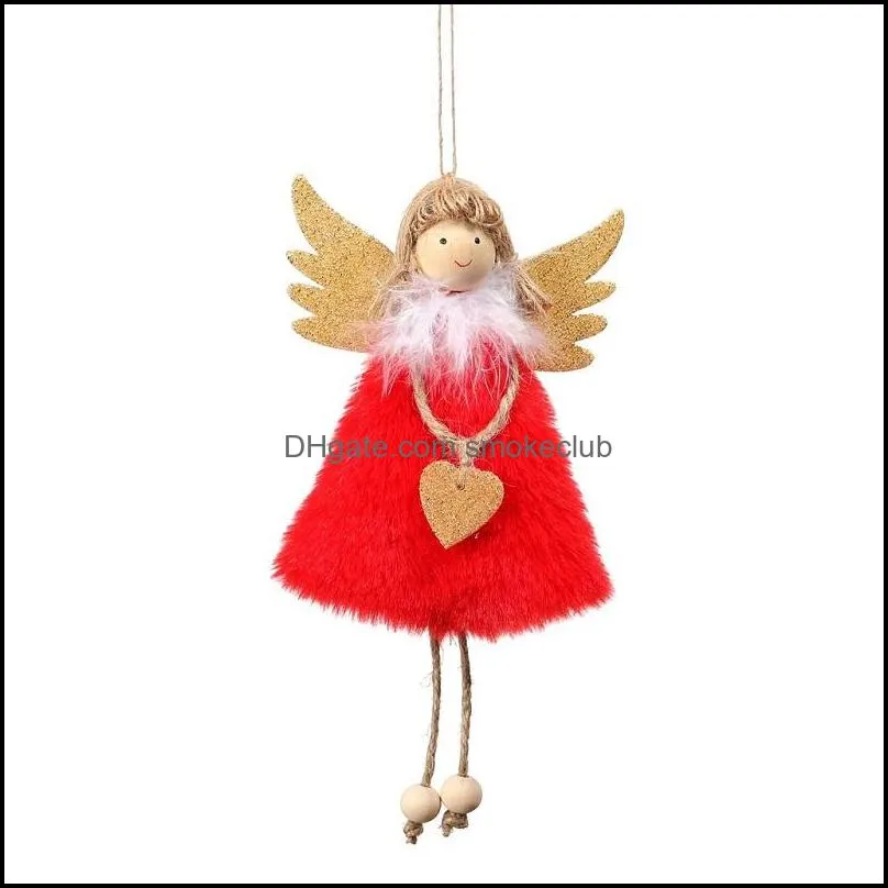 Christmas cute love plush feather angel Christmas tree creative pendant home decorations Christmas plush doll pendant decoration