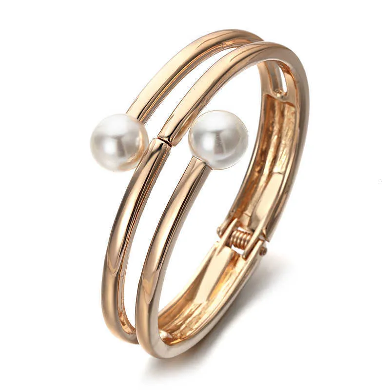 Meyfflin Bracelets de charme ronde de la mode pour les femmes bracelet bracelet de manchette en perle simulé vintage