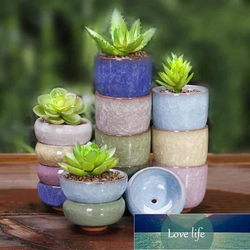 Söt mini is-spricka glasyrblomma keramisk succulent blomma växt potten succulent planter blomkruka kontor hem skrivbord dekoration fabrik pris expert design kvalitet