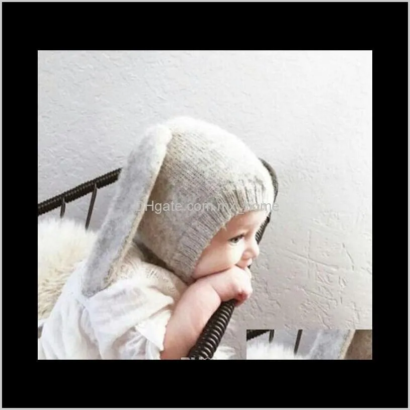 winter baby toddler kids boy girl knitted rabbit crochet ear woolen warm knitted beanie hat thicker