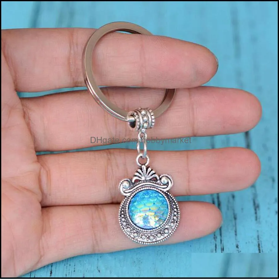 Wholesale Mermaid keychain mermaid mirror keychain creative metal Pendant Accessories Custom Gifts key chain ring DIY Fit Keychain 450