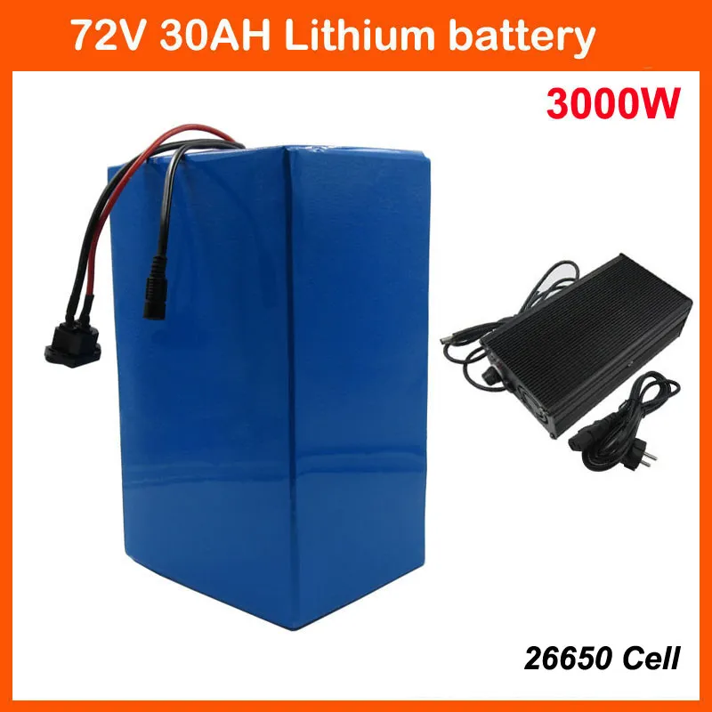 72V 30AH 3000W Lithium Battery Pack 72 Volt EBike Motorcycle Batterie 5000MAH 26650 Cell 50A BMS