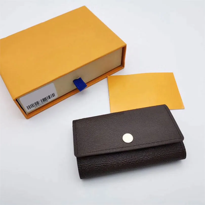 Porte-clés en cuir véritable de qualité supérieure Vieille fleur célèbre designer classique femmes 6 porte-clés porte-monnaie de luxe porte-cartes pour hommes Hasp imitation portefeuille porte-clés 62630