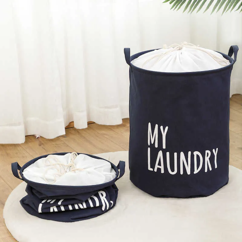 Super Large Laundry Basket Foldable Storage Hamper Water-Proof Linen Child Toy Clothes Organizer Bathroom Bucket 210609
