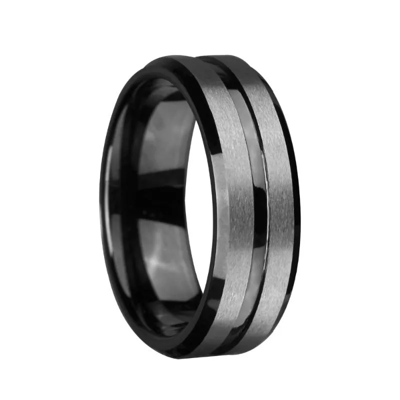 Bröllopsringar 8mm herrar Tungsten Band Silvering Brushed Matte Grooved Center Classic Engagement Jewelry