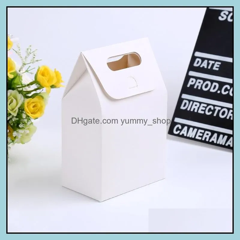 Kraft Box Craft Bag with Handle Soap Candy Bakery Cookie Biscuits Packaging Paper Boxes