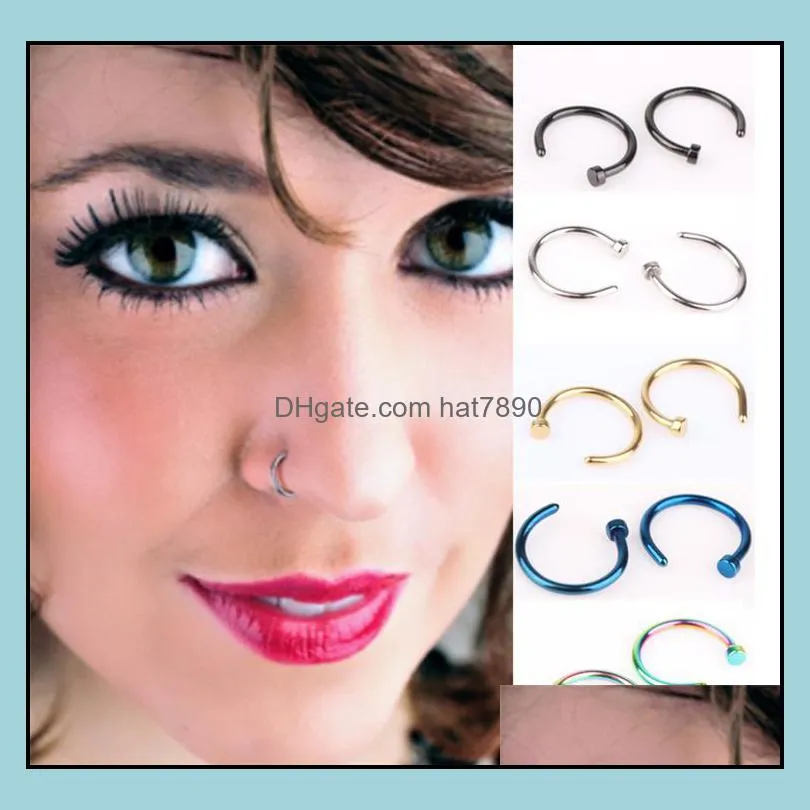 Hot Trendy Nose Rings Body Piercing Jewelry Fashion Stainless Steel Nose Hoop Ring Earring Studs Fake Nose Rings Non Piercing Rings