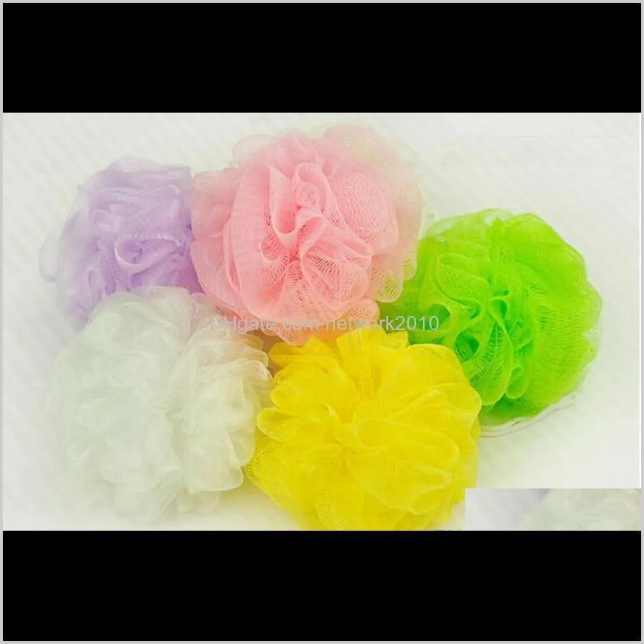 multi colors 8g/15g/20g/30g bath shower sponge pouf loofahs nylon mesh brush shower ball, mesh bath and shower sponge