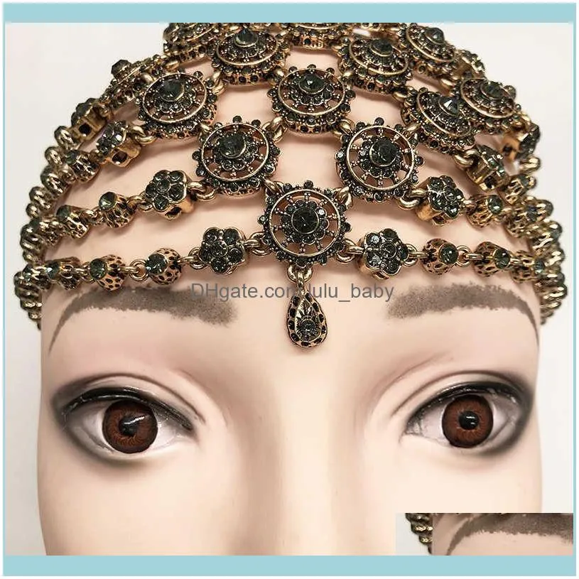 Algeria Wedding Bride Big Size Head Jewelry Arabica Sparkling Rhinestone Chain Classic Luxery Hair Accessorie Unique Design