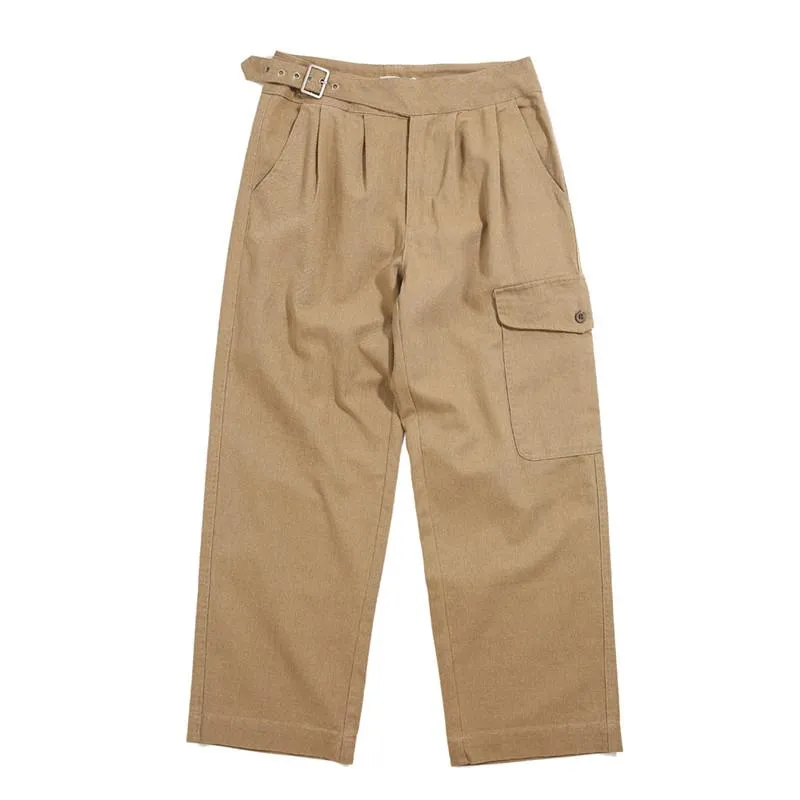 Gurkha Spodnie Męskie Wojskowe Multi Pocket Cargo Safari Styl Casual Loose Solid Color Work Spodnie Mężczyźni Mężczyźni