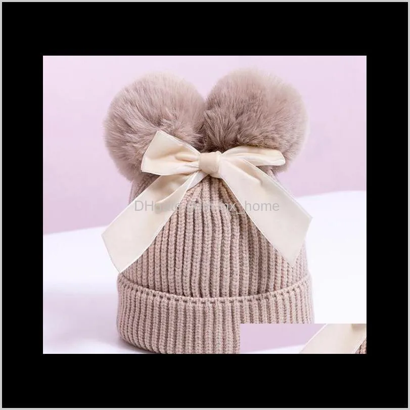 winter baby hat boy girl pom pom cap for toddler kids warm cute fashion outdoor ski cap stretch knitted hat