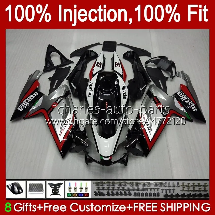 Injection Body For Aprilia RS4 RS-125 RSV RS 125 RR 125RR 06-11 34No.0 RSV-125 RSV125 RS125 R 06 07 08 09 10 11 RSV125RR 2006 2007 2008 2009 2010 2011 Fairings Silvery Black