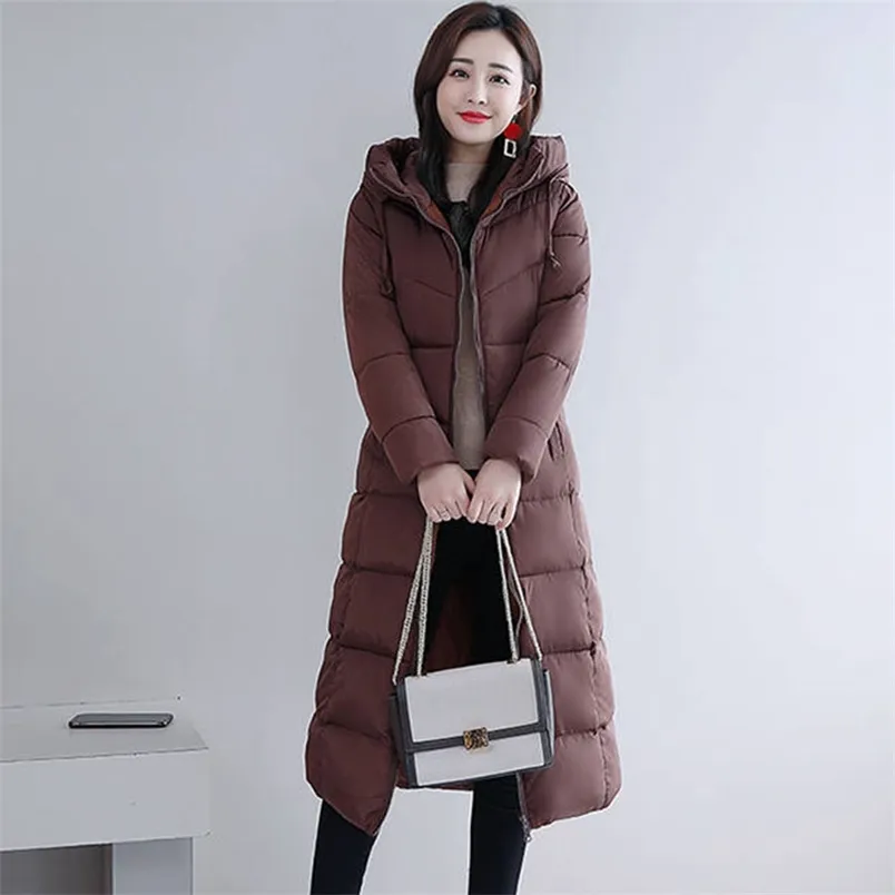 Plus Size 4xl 5xl 6xl donna giacche invernali con cappuccio colletto alla coreana imbottito in cotone cappotto femminile caldo addensato lungo parka D242 210512