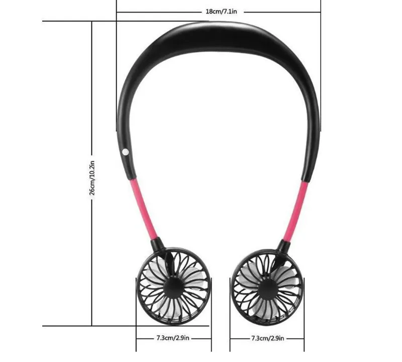 Topiky Ventilatore USB portatile con collo appeso pigro, ventilatore personale con archetto da collo a mani libere con 3 velocità 4-12 ore di lavoro