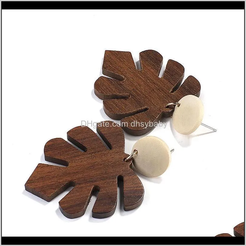 vinatge ethnic lefe shape pendant earrings for women vintage african wooden drop dangle earring statement party jewelry