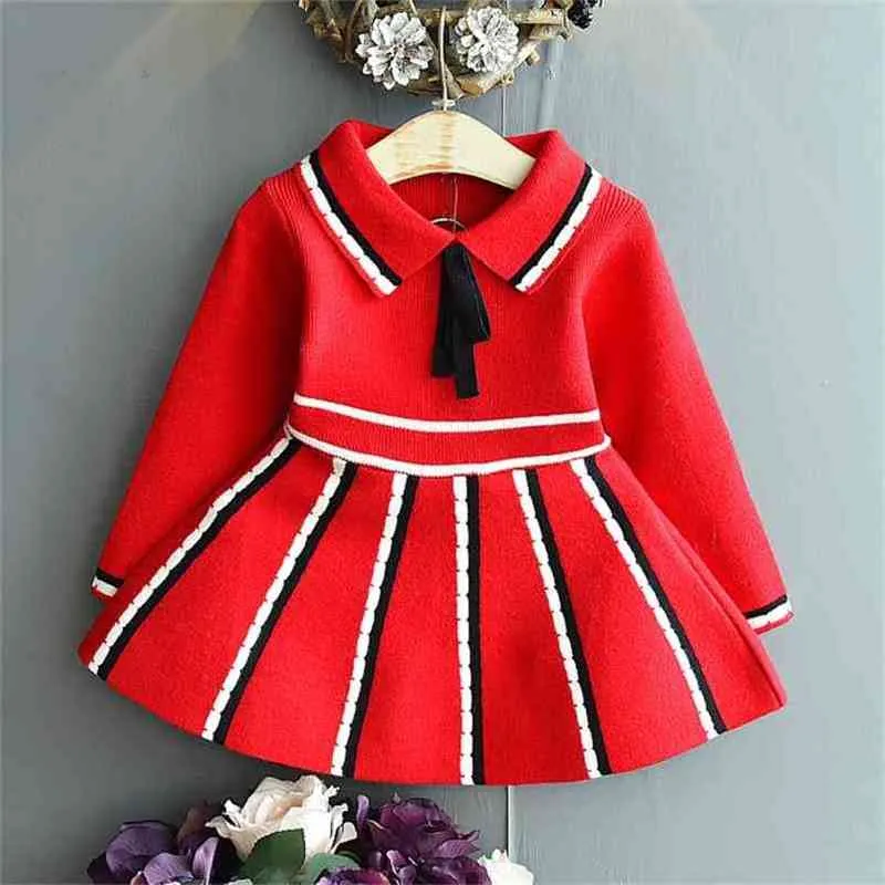 Vestido de suéter de niñas Uniformes de la escuela de viento de otoño Autumn Wind Spring y la princesa infantil 210625