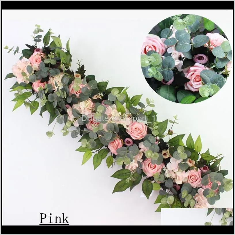 1m greenery plants party wedding arch door window station decor road lead artificial flower row runner diy rose peony hydrangea