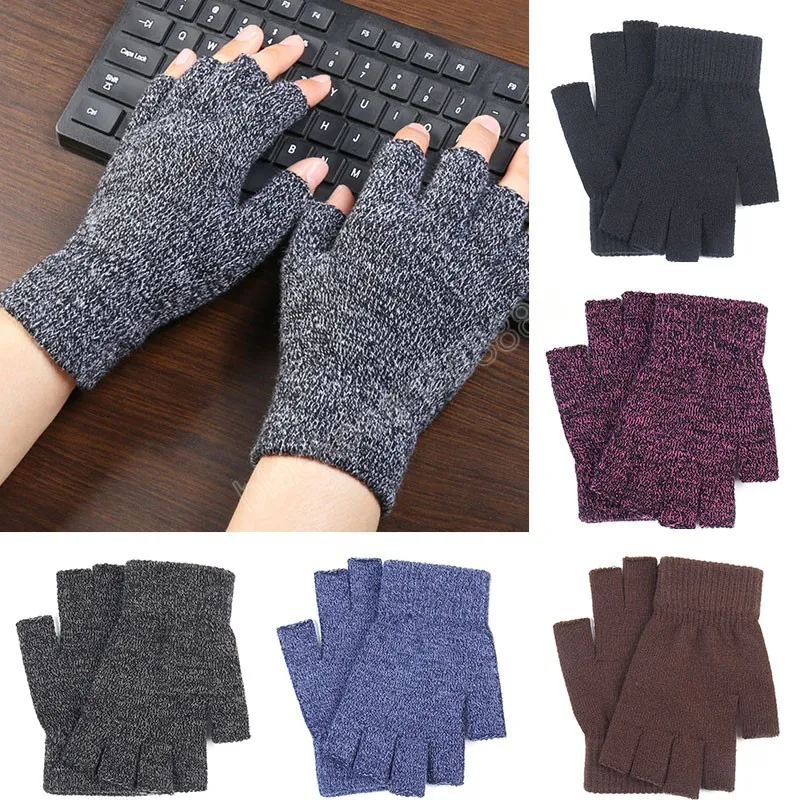 Winterwarme Handschuhe für Erwachsene, einfarbig, weich, bequem, Halbfinger-Handschuhe, praktisch, winddicht, hautfreundlich, Wollfäustlinge
