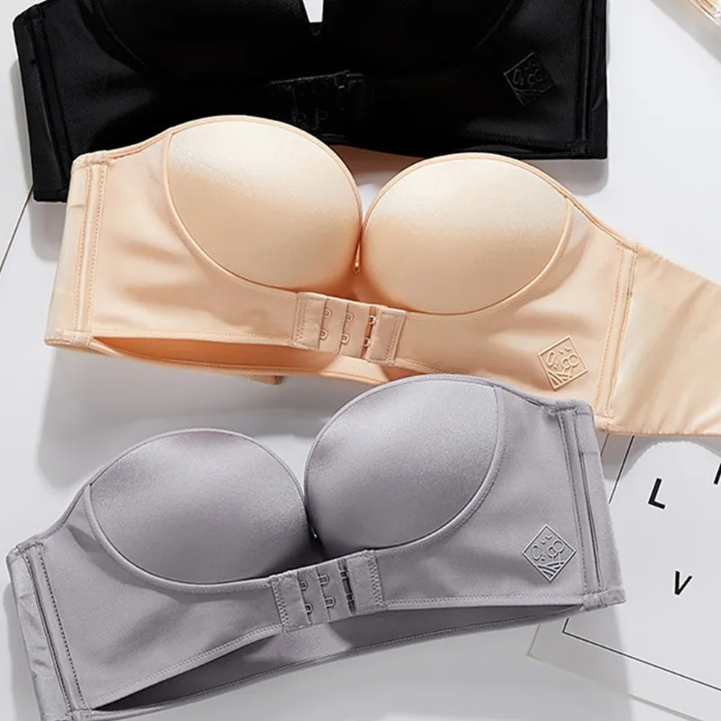 Wireless Strapless Push Up Bra With Front Buckle Lift For Women Non Slip,  Invisible, And Plus Size Bra Underwear From Yigu110, $18.41
