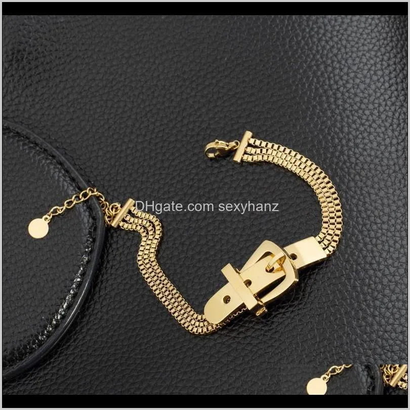 fashion titanium steel belt buckle design bracelet woman simple wild multi-layer gold chain hip hop jewelry gift