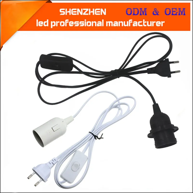 EU Hanging Pendant Power Cord With Switch For LED Bulbs 1.8m Length