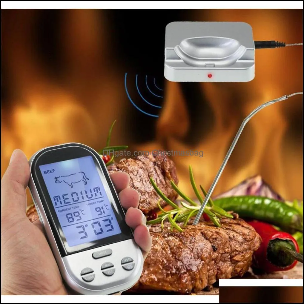 Bluetooth Lcd Digital Wireless Oven Thermometer Meat Bbq Grilling Food Probe Kitchen Thermometer Cooking Tools With Timer Alarm F0Ziq