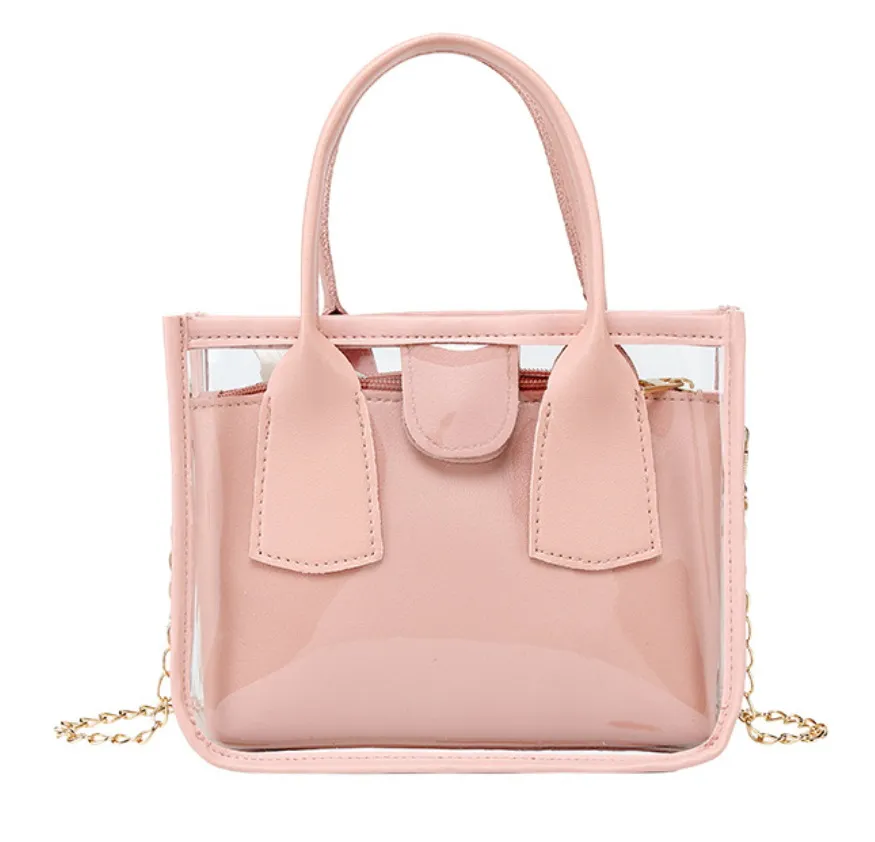 2022 Mode trend damer transparent gelé godis färg liten väska koreanska solid personlighet stor spänne crossbody axel handväska