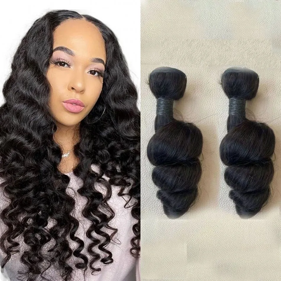 Loose Wave 2 Bundles Indian Remy Human Hair for Black Women 8-30 inch Hair Weave Wefts Natural Color