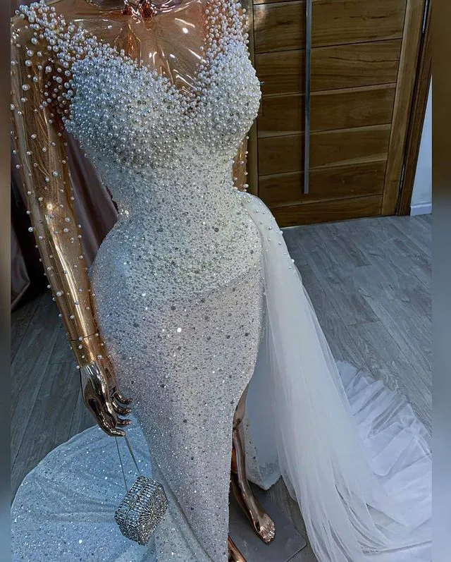 2022 Talla grande Árabe ASO EBI Blanco Lujosa Sirena Vestidos de fiesta PERIOS PERSONAS LECTADAS Partido Formal Segunda recepción Vestidos de cumpleaños Vestido ZJ224