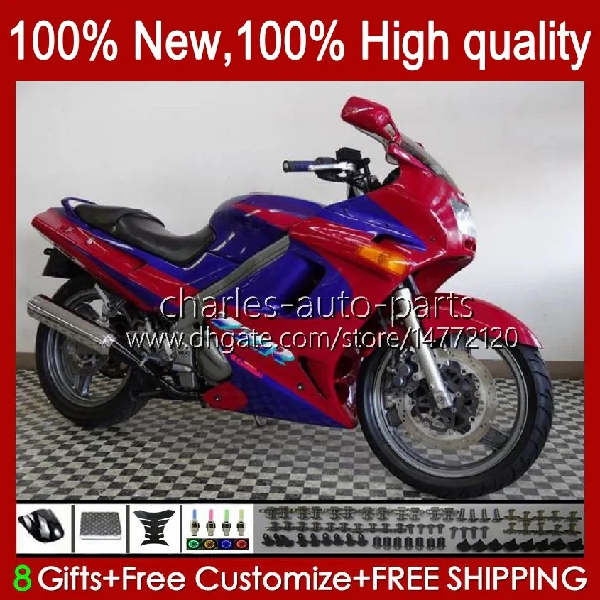 Bodys för Kawasaki Ninja ZZR250 ZZR-250 90 91 92 93 94 95 96 97 98 99 Bodywork 54HC.10 Blue Red ZZR 250 CC 1990 1991 1992 1993 1994 1995 1996 1997 1998 OEM Försäljningsfee