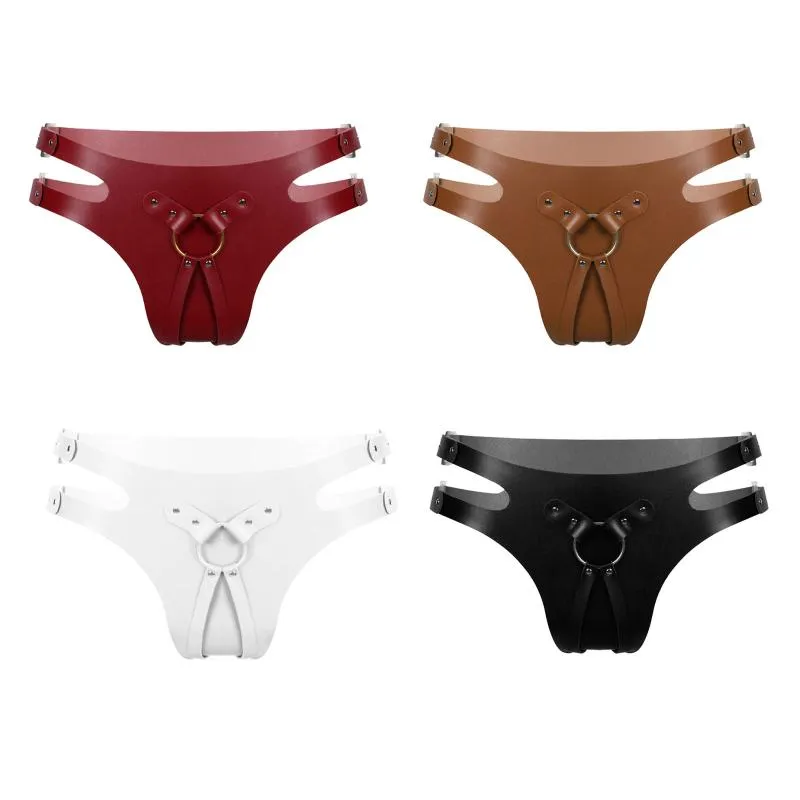 Sexy Women Underwear Punk Rivets O Rings Knickers Erotic G String Latex  Panties Wet Look PU Leather Briefs Femme Porno Lingerie Womens From  Hemplove, $22.92