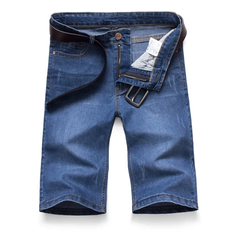 Sommar Mäns Mode Denim Shorts Oversized Business Casual Loose Straight-Ben Stretch Jeans Man Brand Plus Storlek Byxor 210716
