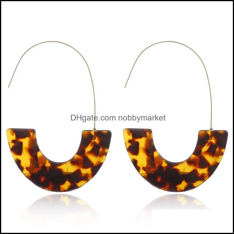 New Leopard Print Acrylic Acetic Acid Sheet Dangle Earrings For women Geometric Circle Square Long Drop statement Earrings Boho