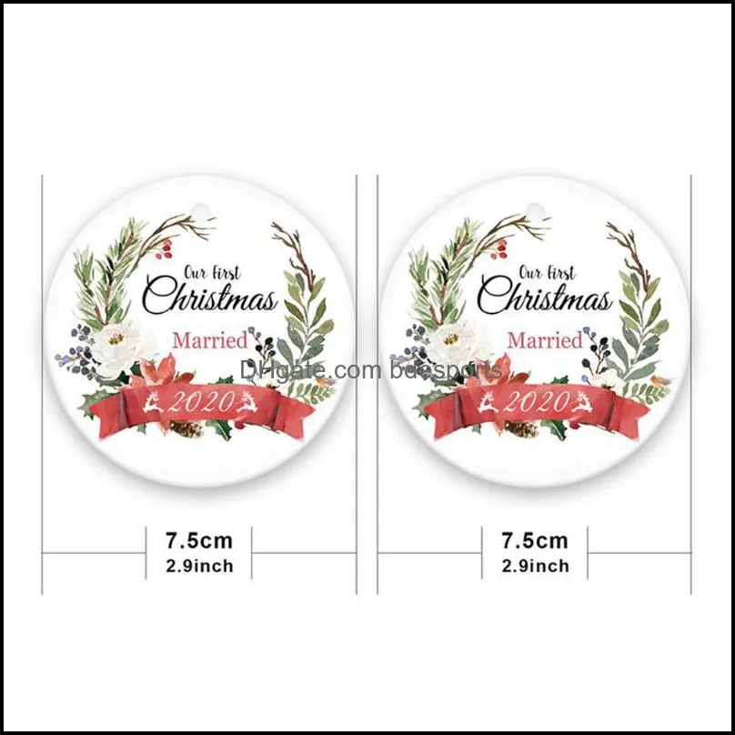 Christmas Decorations 1Pc Ceramic Hanging Ornament Xmas Tree Decoration Wedding Tag