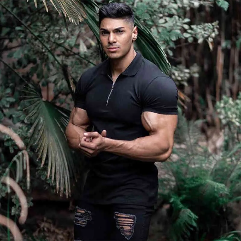 Nouvelle Arrivée Coton Hommes Polo Shirt Tops Marque De Mode Plus La Taille À Manches Courtes Gym Bodybuilding Fitness Polo Shirt Homme Camisa 210421