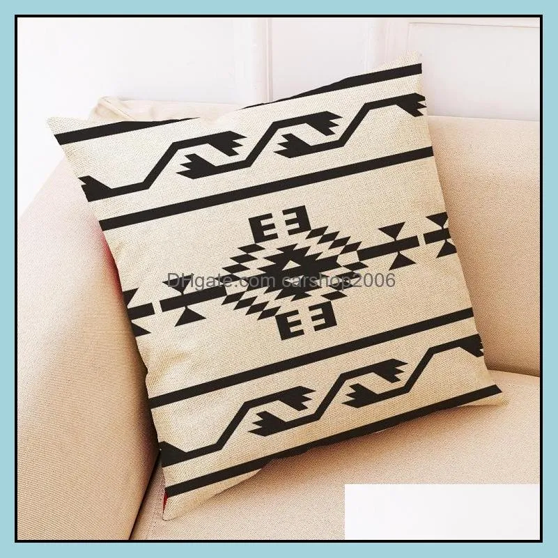 Black Striped Pillow Case Geometric Flower Wave Throw Cushion Pillow Cover Printed PillowCase Bedroom Office Home Decoration 45*45cm