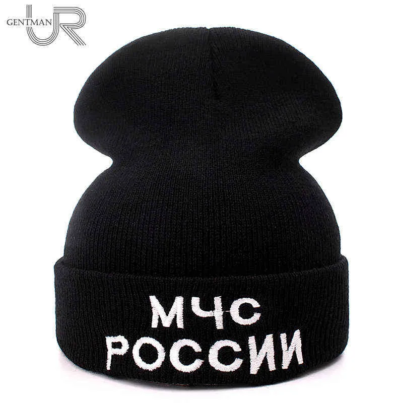 New Russian Letter Casual Beanies For Men Women Fashion Knitted Winter Hat Solid Color Street Beanie Hat Bonnet Unisex Baggy Cap Y21111