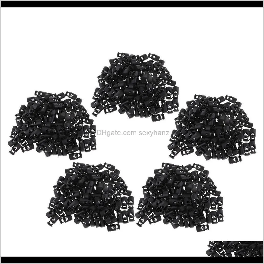 500pcs plastic toggle spring clasp stop single hole string cord locks