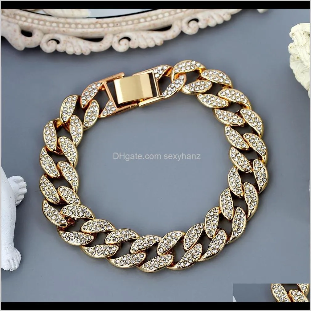 hip hop iced out cuban link anklet bracelet for women gold silver color rhinestone anklets jewelry beach barefoot chain
