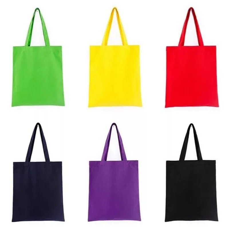 Colorful Blank pattern Canvas Shopping Bags Eco Reusable Foldable Shoulder Bag Handbag Tote Cotton Tote Bag Custom log0